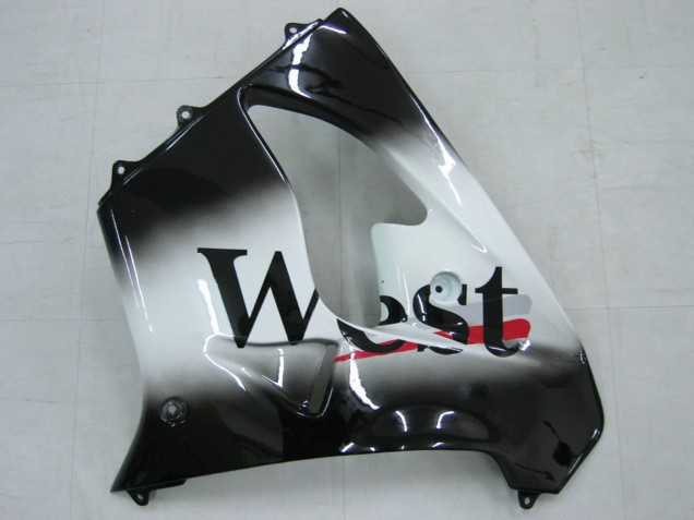 Noir Brillant Blanc West Carénage Moto Kawasaki ZX9R 2000-2001