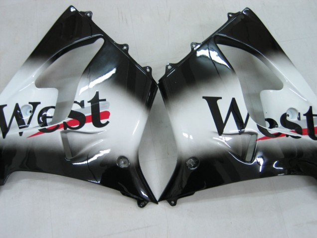 Noir Brillant Blanc West Carénage Moto Kawasaki ZX9R 2000-2001