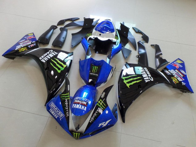 Blanc Bleu Noir Vert Monstre Yamalube Graves Carénage Moto Yamaha YZF R1 2009-2011