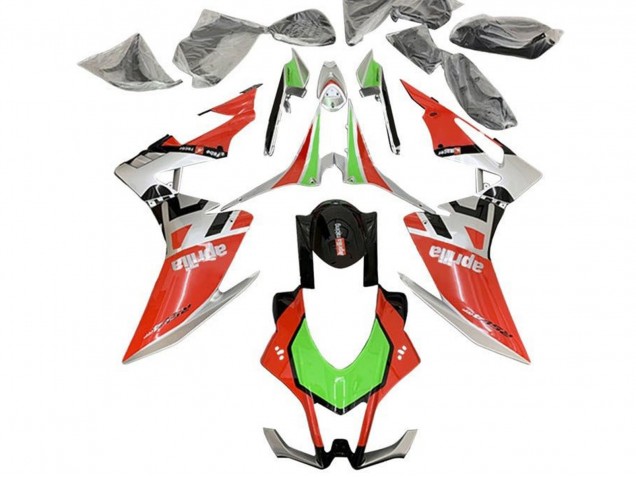 Rouge Argent Noir Vert Carénage Moto Aprilia RSV4 1000 2016-2020