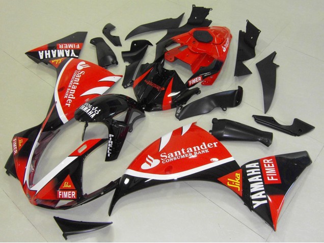 Rouge Noir Blanc Santander Fimer Carénage Moto Yamaha YZF R1 2009-2011