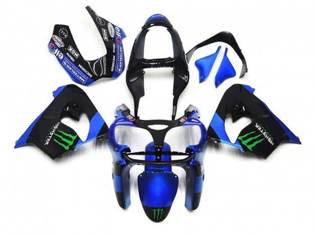 Bleu Noir Vert Monstre Carénage Moto Kawasaki ZX9R 2002-2003