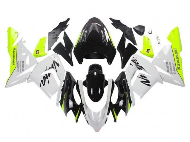 Blanc Noir Jaune Néon Carénage Moto Kawasaki ZX10R 2004-2005
