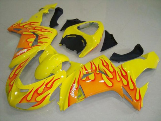 Jaune Orange Flamme Carénage Moto Kawasaki ZX10R 2006-2007