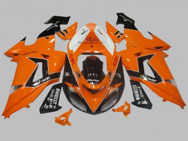 Orange Blanc Noir Courses Elf Carénages Moto Kawasaki ZX10R 2006-2007 Pas Chère