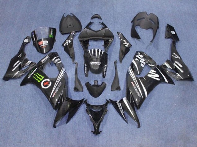 Noir Blanc Vert Monstre Carénage Moto Kawasaki ZX10R 2008-2010