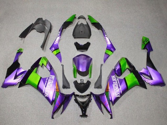 Violet Vert Noir Evangelion Carénage Moto Kawasaki ZX10R 2008-2010