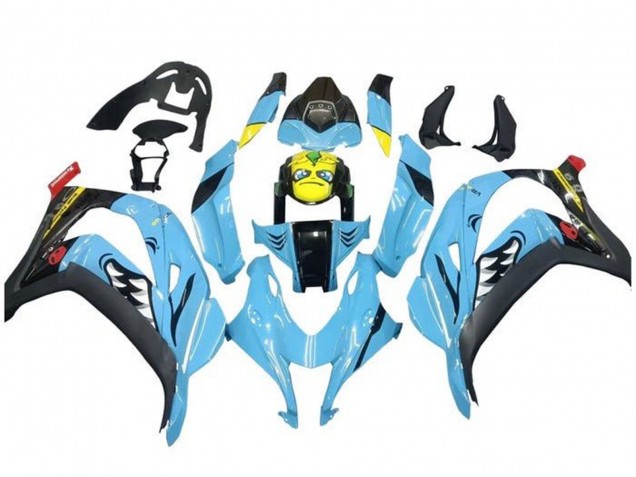 Bleu Clair Jaune Requin Carénage Moto Kawasaki ZX10R 2016-2020