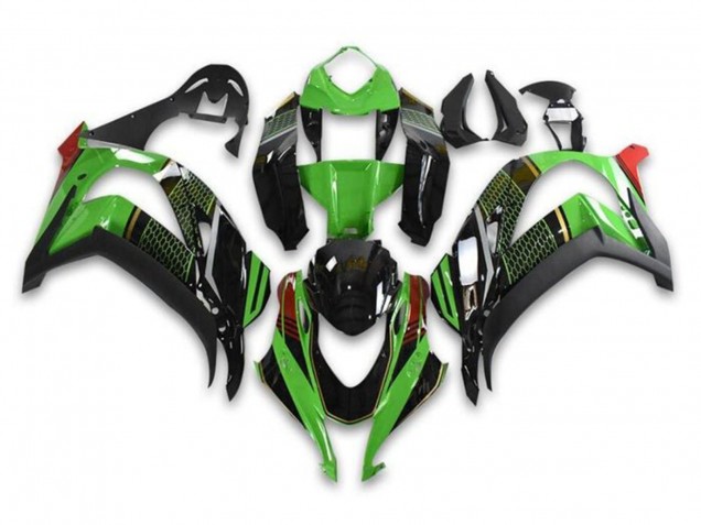 Vert Noir Brillant Rouge Rayon de Miel Carénage Moto Kawasaki ZX10R 2016-2020