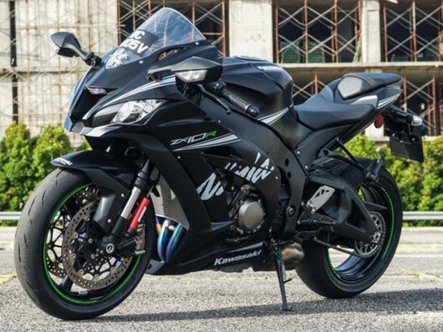 Noir Mat Blanc Vert Carénage Moto Kawasaki ZX10R 2016-2020