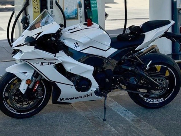 Blanc Noir Bande Carénage Moto Kawasaki ZX10R 2021-2025