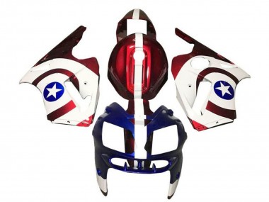 Bonbon Rouge Blanc Bleu Captain America Carénage Moto Kawasaki ZX12R 2000-2001 Pas Chère