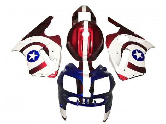 Bonbon Rouge Blanc Bleu Captain America Carénage Moto Kawasaki ZX12R 2000-2001