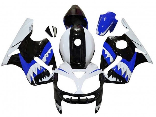 Blanc Noir Bleu Requin Carénage Moto Kawasaki ZX12R 2000-2001