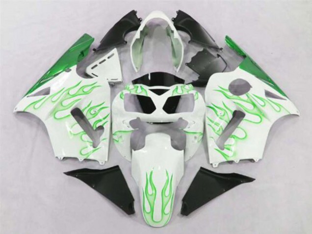 Blanc Vert Flamme Carénage Moto Kawasaki ZX12R 2002-2006