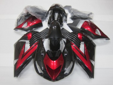 Bonbon Rouge Noir Brillant Carénage Moto Kawasaki ZX14R ZZR1400 2006-2011 Pas Chère