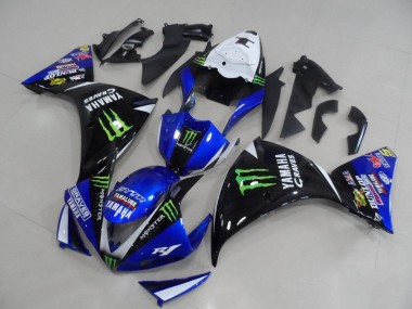 Blanc Bleu Noir Brillant Vert Graves Yamalube Monstre Carénage Moto Yamaha YZF R1 2012-2014 Pas Chère
