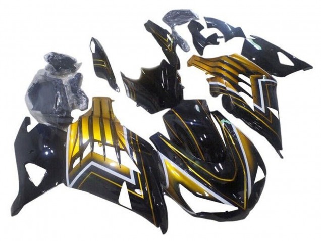 Noir Brillant Or Bande Carénage Moto Kawasaki ZX14R ZZR1400 2012-2024