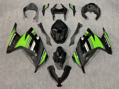 Noir Brillant Vert Blanc Bande Carénage Moto Kawasaki EX300 2013-2024 Pas Chère