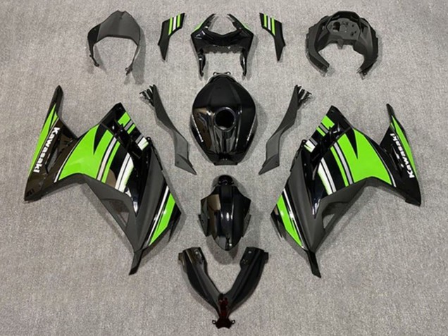 Noir Brillant Vert Blanc Bande Carénage Moto Kawasaki EX300 2013-2024
