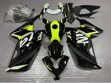 Noir Brillant Jaune Néon Blanc Carénage Moto Kawasaki EX300 2013-2024 Pas Chère