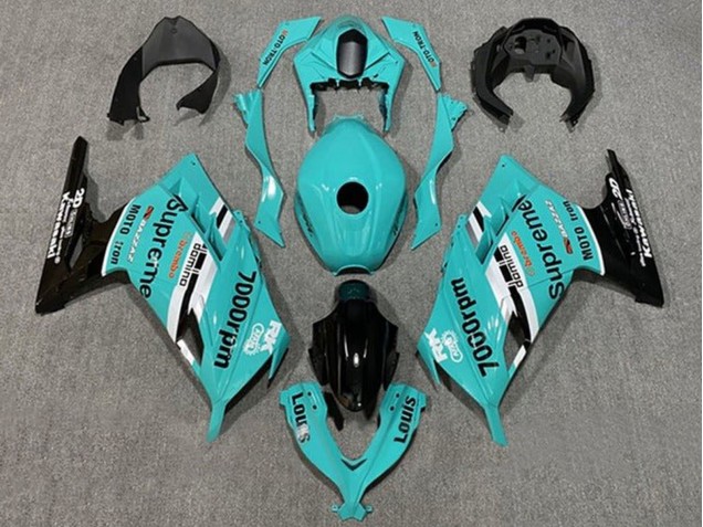 Bleu Blanc Noir Supreme Carénage Moto Kawasaki EX300 2013-2024