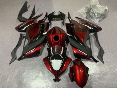 Rouge Noir Blanc Carénage Moto Kawasaki EX300 2013-2024 Pas Chère