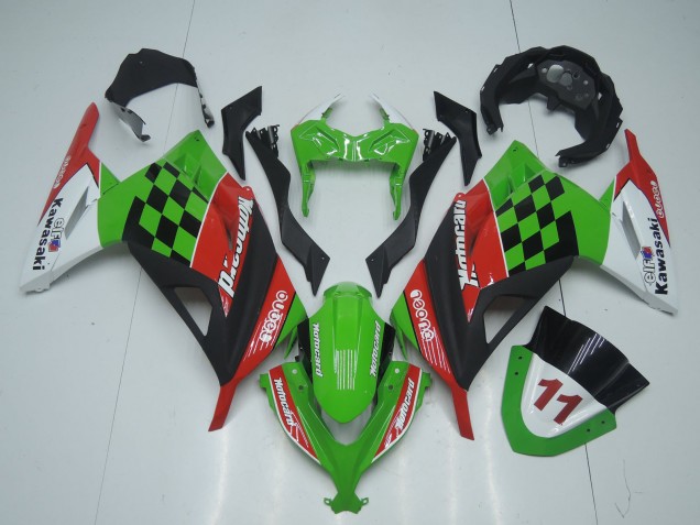 Vert Blanc Rouge Noir Motocard Carénage Moto Kawasaki EX300 2013-2024