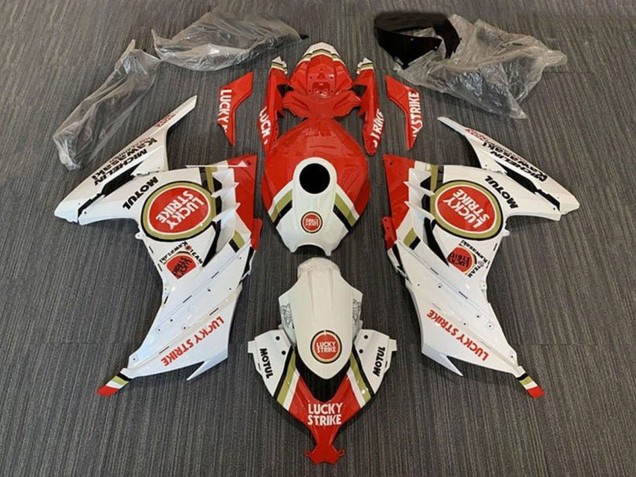 Blanc Rouge Lucky Strike Carénage Moto Kawasaki EX300 2013-2024