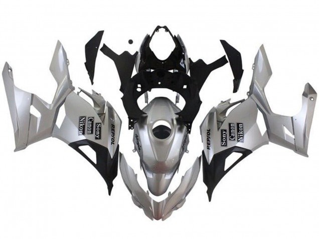 Argent Noir Repsol Carénage Moto Kawasaki Ninja 400 2018-2024