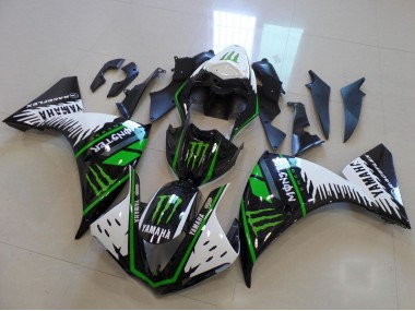Blanc Noir Vert Monstre Carénages Moto Yamaha YZF R1 2012-2014 Pas Chère