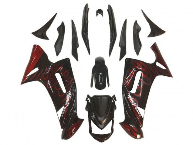 Noir Brillant Rouge Flamme Carénage Moto Kawasaki Ninja 650 EX650 2006-2008