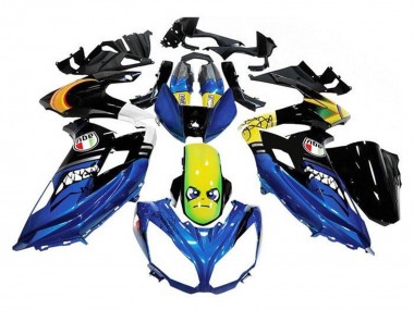 Bleu Jaune Requin Carénage Moto Kawasaki Ninja 650 EX650 2012-2016 Pas Chère