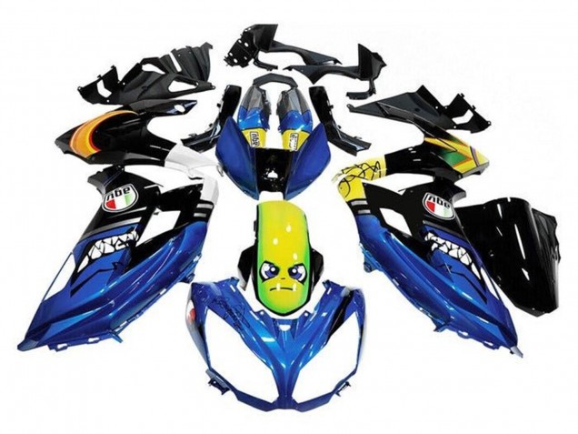 Bleu Jaune Requin Carénage Moto Kawasaki Ninja 650 EX650 2012-2016