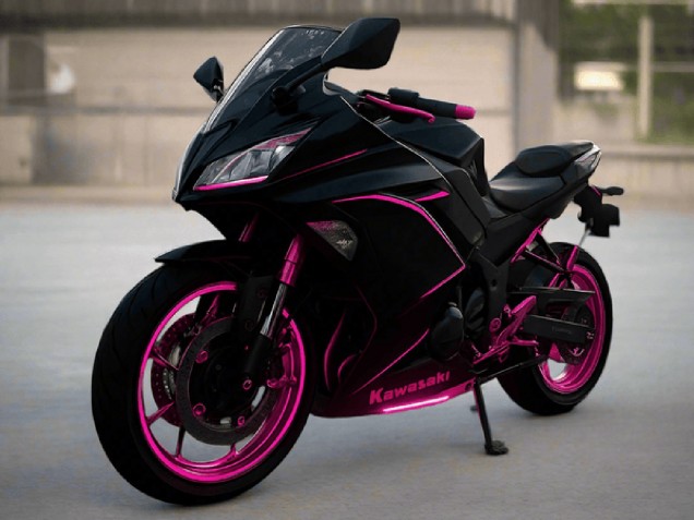 Noir Brillant Rose Bande Carénage Moto Kawasaki Ninja 650 EX650 2017-2019