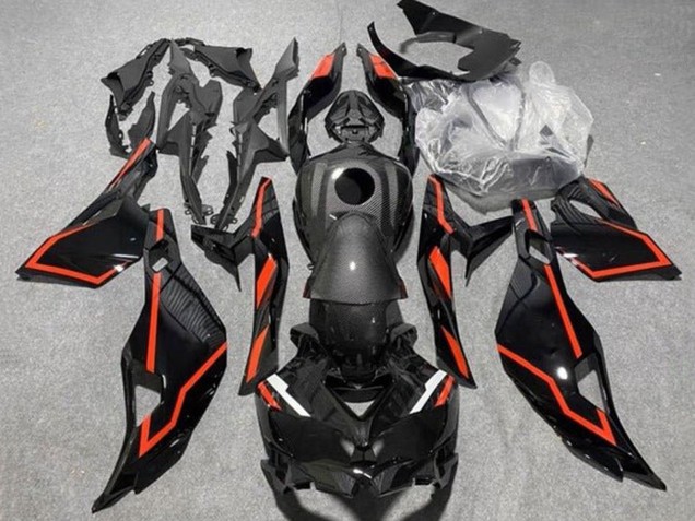 Noir Fausse Fibre de Carbone Rouge Carénage Moto Kawasaki ZX25R ZX-25R 2019-2025