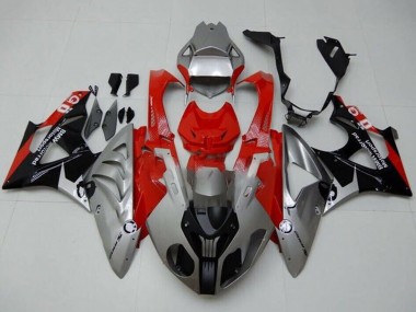 Argent Rouge Noir Carénage Moto BMW S1000RR 2009-2014 Pas Chère