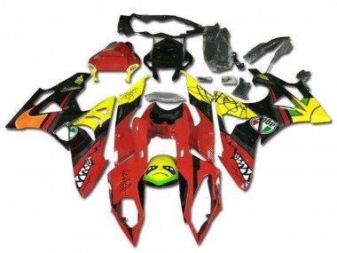 Jaune Rouge Noir Requin Carénage Moto BMW S1000RR 2009-2014 Pas Chère
