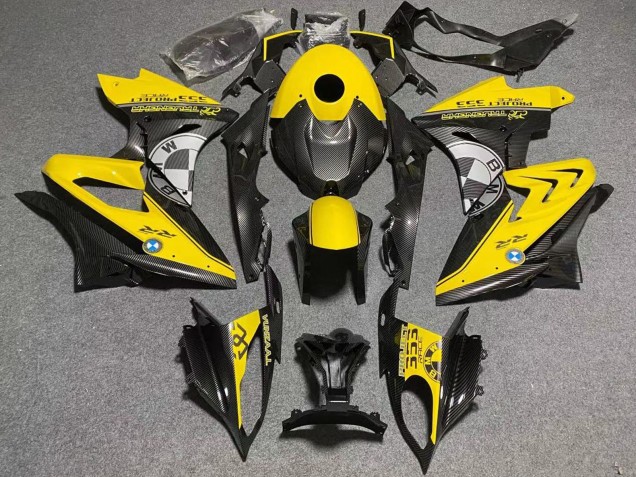 Jaune Fausse Fibre de Carbone Carénage Moto BMW S1000RR 2009-2014