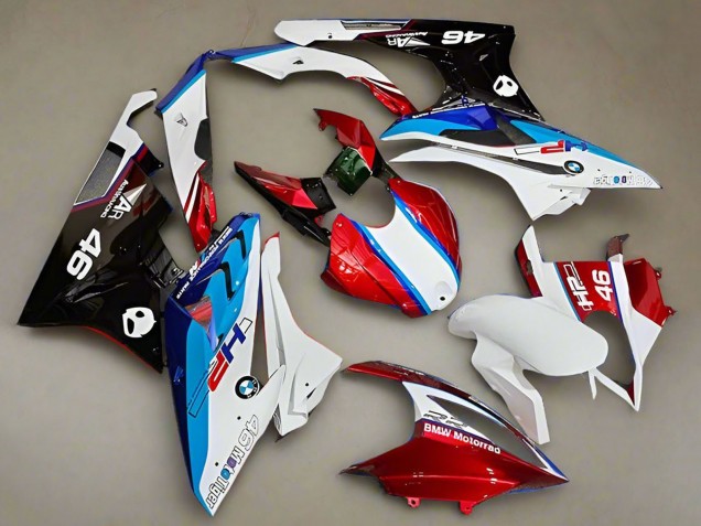 Blanc Rouge Bleu HP Carénage Moto BMW S1000RR 2019-2022