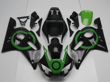 Noir Brillant Vert Cercle Carénage Moto Yamaha YZF R6 1998-2002 Pas Chère