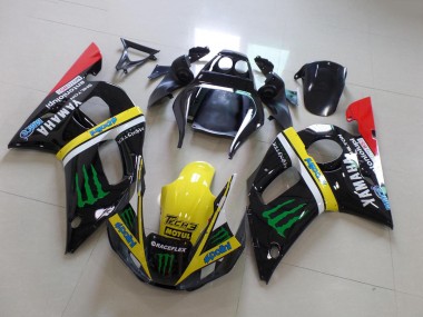Noir Brillant Jaune Rouge Vert Motul Monstre Carénage Moto Yamaha YZF R6 1998-2002 Pas Chère