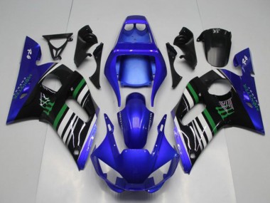 Bleu Blanc Vert Noir Monstre Carénage Moto Yamaha YZF R6 1998-2002 Pas Chère