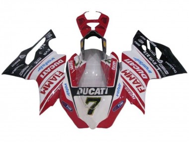 Blanc Rouge Noir Brillant Fiamm Tim 7 Carénage Moto Ducati Panigale 1199 2011-2014 Pas Chère
