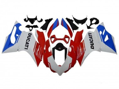 Blanc Rouge Bleu Carénage Moto Ducati Panigale 1199 2011-2014 Pas Chère