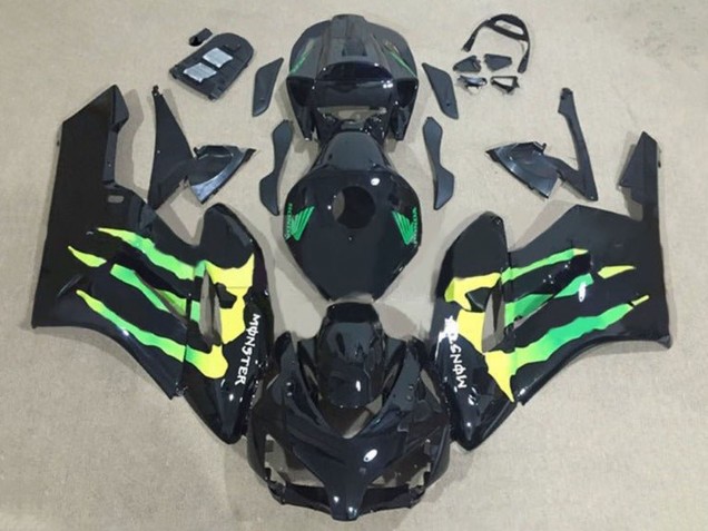 Noir Brillant Vert Jaune Monstre Carénage Moto Honda CBR1000RR 2004-2005
