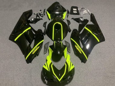 Noir Brillant Haute Visibilité Jaune Bande Carénage Moto Honda CBR1000RR 2004-2005 Pas Chère