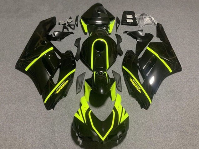 Noir Brillant Haute Visibilité Jaune Bande Carénage Moto Honda CBR1000RR 2004-2005