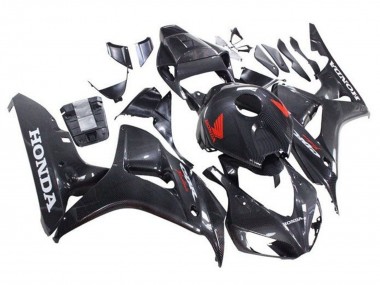 Fausse Fibre de Carbone Rouge Blanc Carénage Moto Honda CBR1000RR 2006-2007 Pas Chère