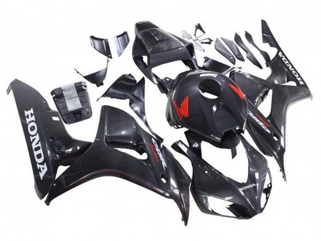 Fausse Fibre de Carbone Rouge Blanc Carénage Moto Honda CBR1000RR 2006-2007